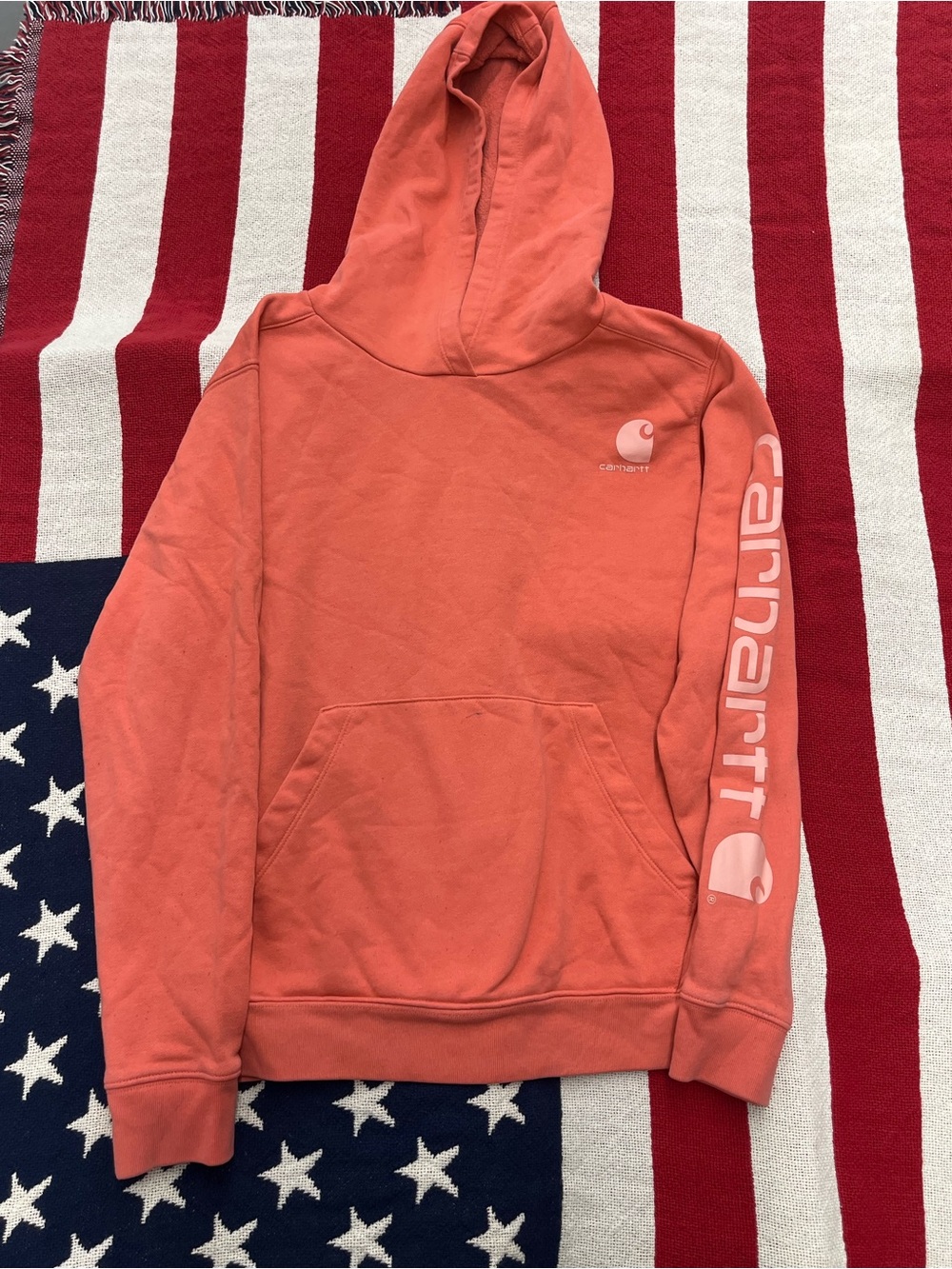 Carhartt Crewneck Hoodie in Coral Orange Kids Size XL 14